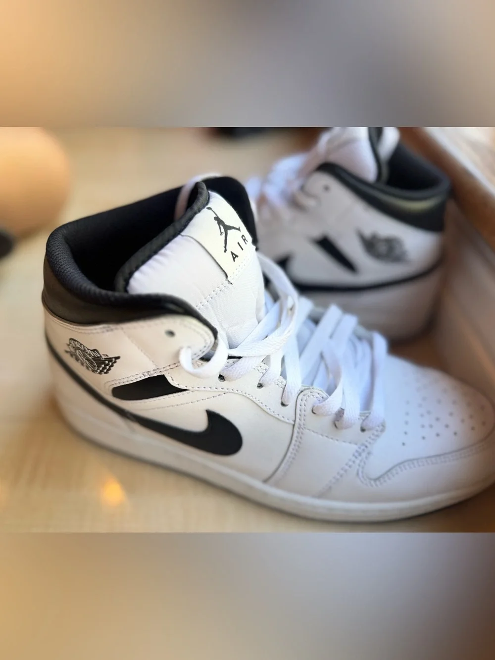 Jordan Men White and Black High-Top Sneakers